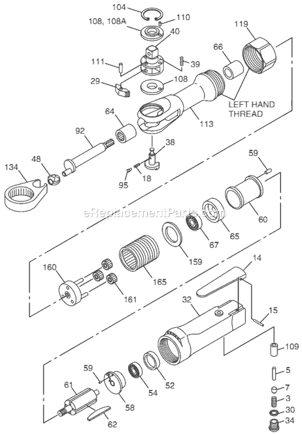 Page A Diagram and Parts List for CP828K T024201 Chicago Pneumatic Ratchet